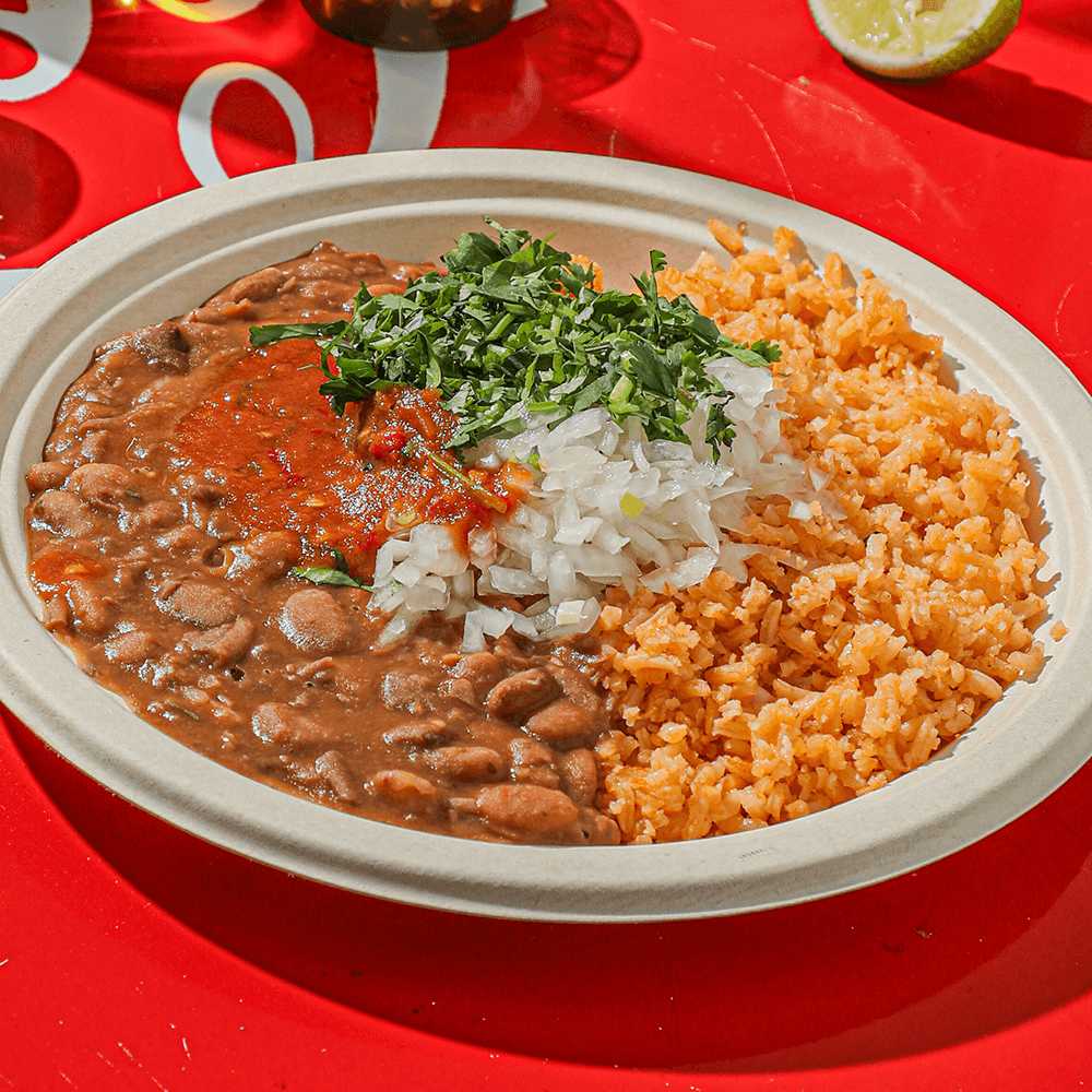 Sin carne (Rice & Beans) Burrito Plate
